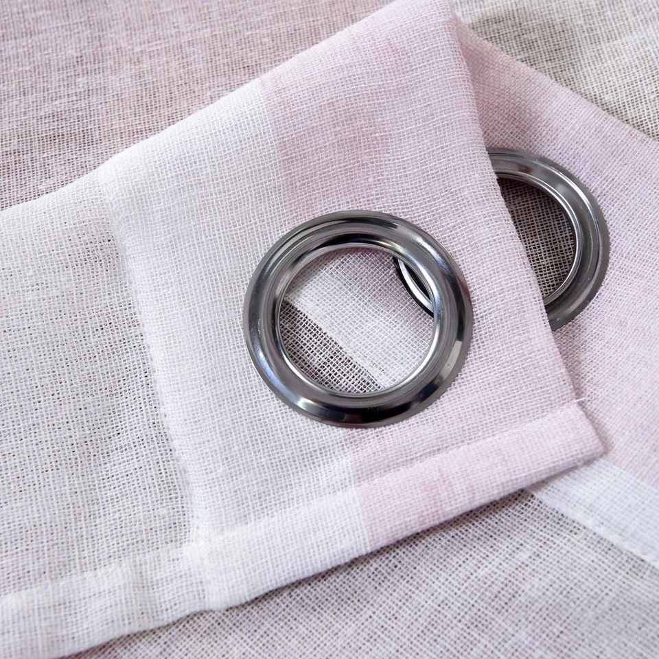 2 cortinas cortinas de ventana a rayas transparentes de lino sintético de 52" x 84" blancas y rubor Foto 3 de 4