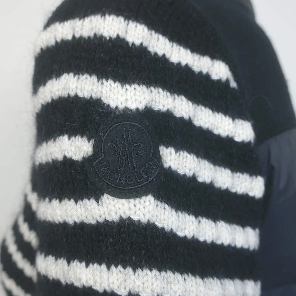 Moncler Chaqueta Cárdigan Puffer a Rayas Negro/Blanco Talla Extra Pequeña Foto 4 de 4