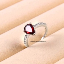 Garnet Ring, Engagement Ring, Natural Garnet, Birthstone Ring, Silver Ring