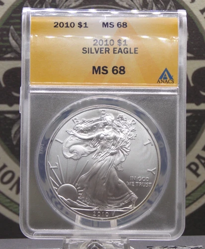 2010 American SILVER Eagle $1 ANACS MS68 #213 East Coast Coin & Collectables Inc