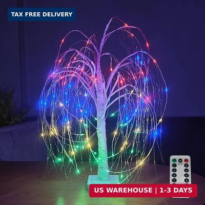 Pete Mici 96LED Willow Tree Lights,20-inch 8 Modes Table Artificial White Tree,W
