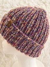 Chunky knit ribbed wool beanie hat, Womens handmade knitted hats