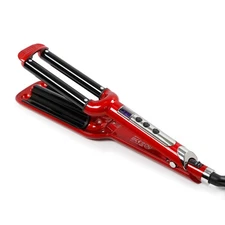 Ceramic Hair Crimper Iron Hair Waver 3 Barrel 0.6 inch / 16mm Perm Instant Cu...