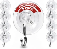Suction Cup Hooks for Shower 8Pack – Max Load 1LB Christmas Heavy Duty Suction C