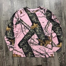 Mossy Oak Pink Camo Long Sleeve Henley Button Shirt Outdoors Hunting L Mossy Oak Pink Camo Long Sleeve Henley Button Shirt Outdoors Hunting L