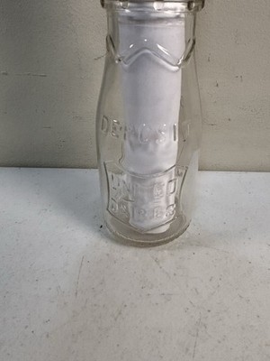 United Dairies Deposit Half Pint Milk Bottle Clear