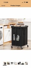 150L Large Laundry Basket with Wheels, Rolling Laundry Hamper Removable Black