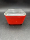 Vintage Pyrex 501 Red Glass Refrigerator Dish Container with Lid