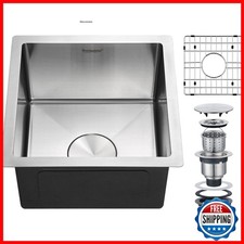 Suncano 15X15 Inch Bar Sink Undermount 18 Gauge Stainless Steel Small Kitchen