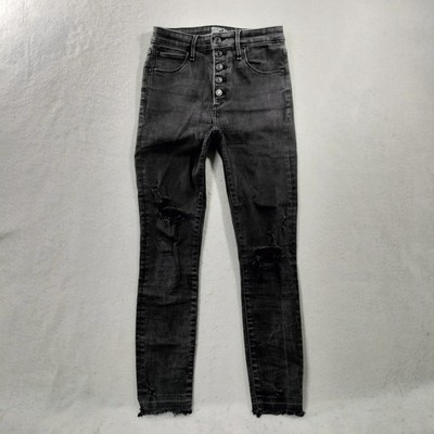 Abercrombie & Fitch Simone High Rise Ankle Button Fly Black Denim Jeans Womens 2