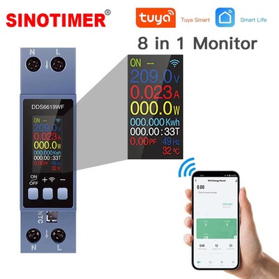 Smart Energy Meter Wifi Din Rail Ac Voltmeter Power Monitoring Management New