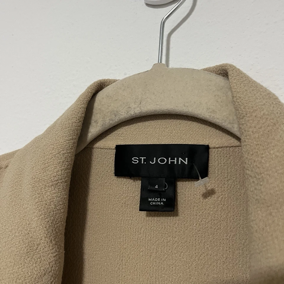 Blazer Abrigo Deportivo ST JOHN Beige 100% Lana Talla 4 Trabajo Foto 2 de 4