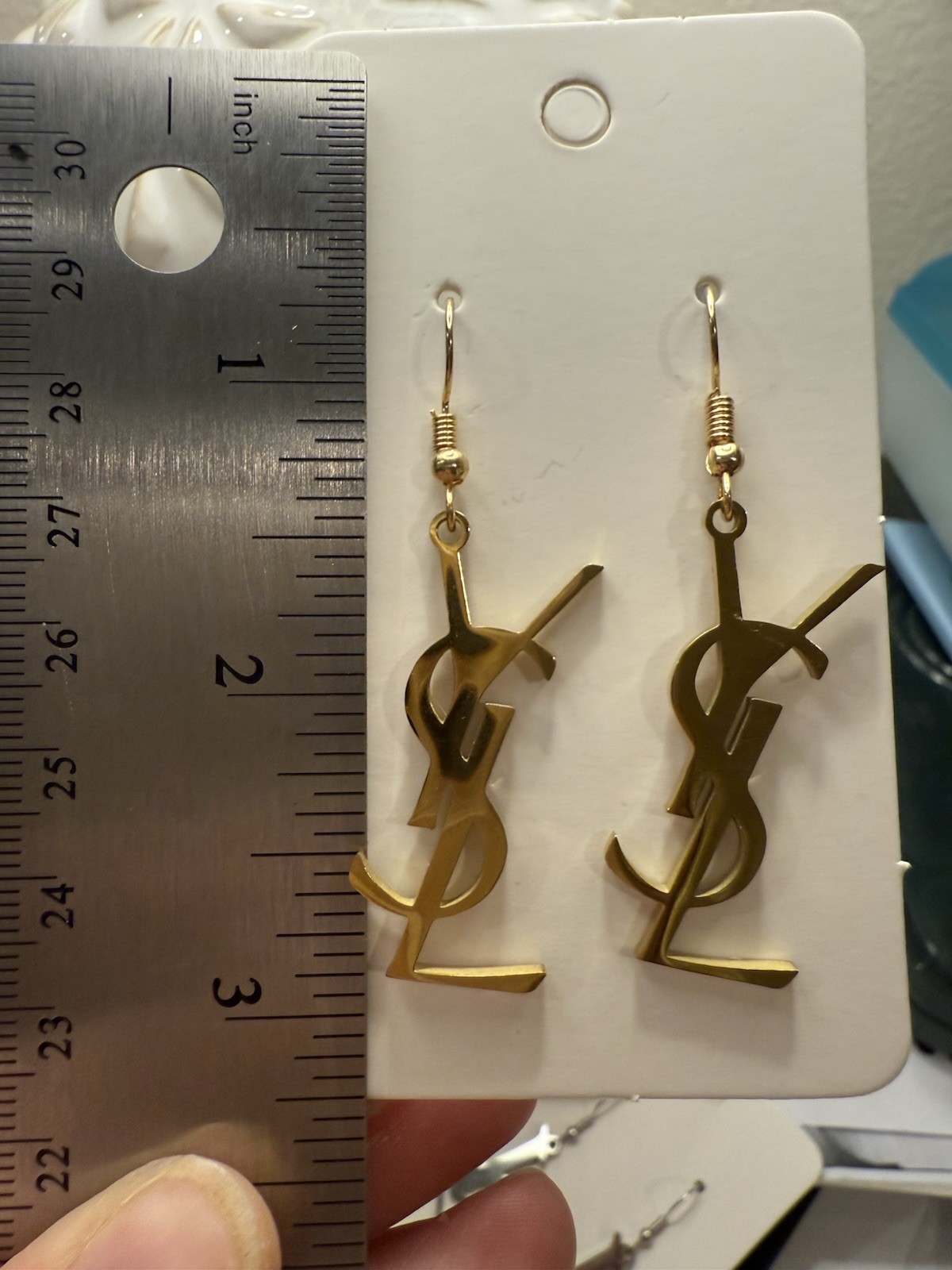 YSL Gold Handmade Zipper Charm Earrings for Women