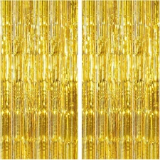 KatchOn, XtraLarge Gold Fringe Curtain Backdrop - 8x3.2 Feet, Pack of 2 Gold... 