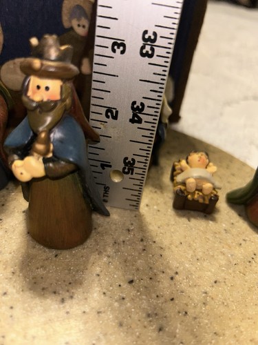 Vintage religiöse Krippe Set Szene 6 Stück Resin Figuren mit Filz Applikation Box - Bild 11 von 11