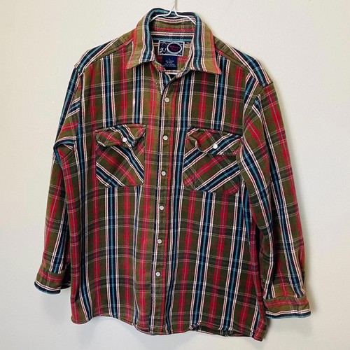 Fall Flannel Vintage 90s Comfy Thick Cotton Snap Front Grunge Shirt