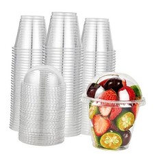 200 PACK 9 oz Clear Plastic Cups With Dome Lids, Crystal Clear Dome Lids-9 oz