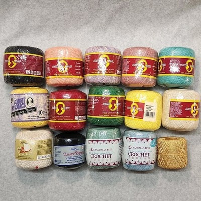South Maid & Grandma's Best Mercerized Cotton Crochet Thread Lot, Multi-Color