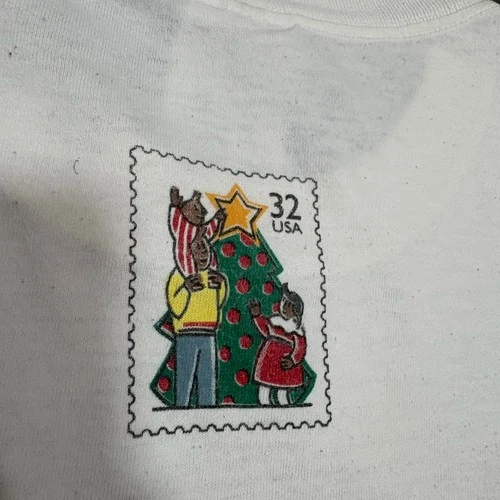 Vintage 1996 USPS Christmas Stamp T-Shirt XL Tultex Santa Family Tree 32c image 8