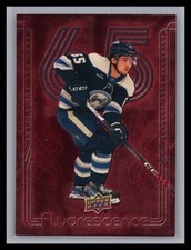 2024-25 Upper Deck #F-24 Luca Del Bel Belluz Fluorescence Red RC Blue Jackets