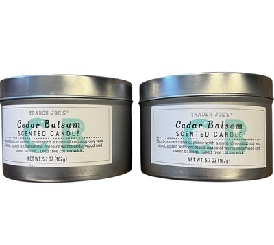 Trader Joe s Cedar Balsam Candle Lot of 2 New With Lid Seasonal Holiday Cozy