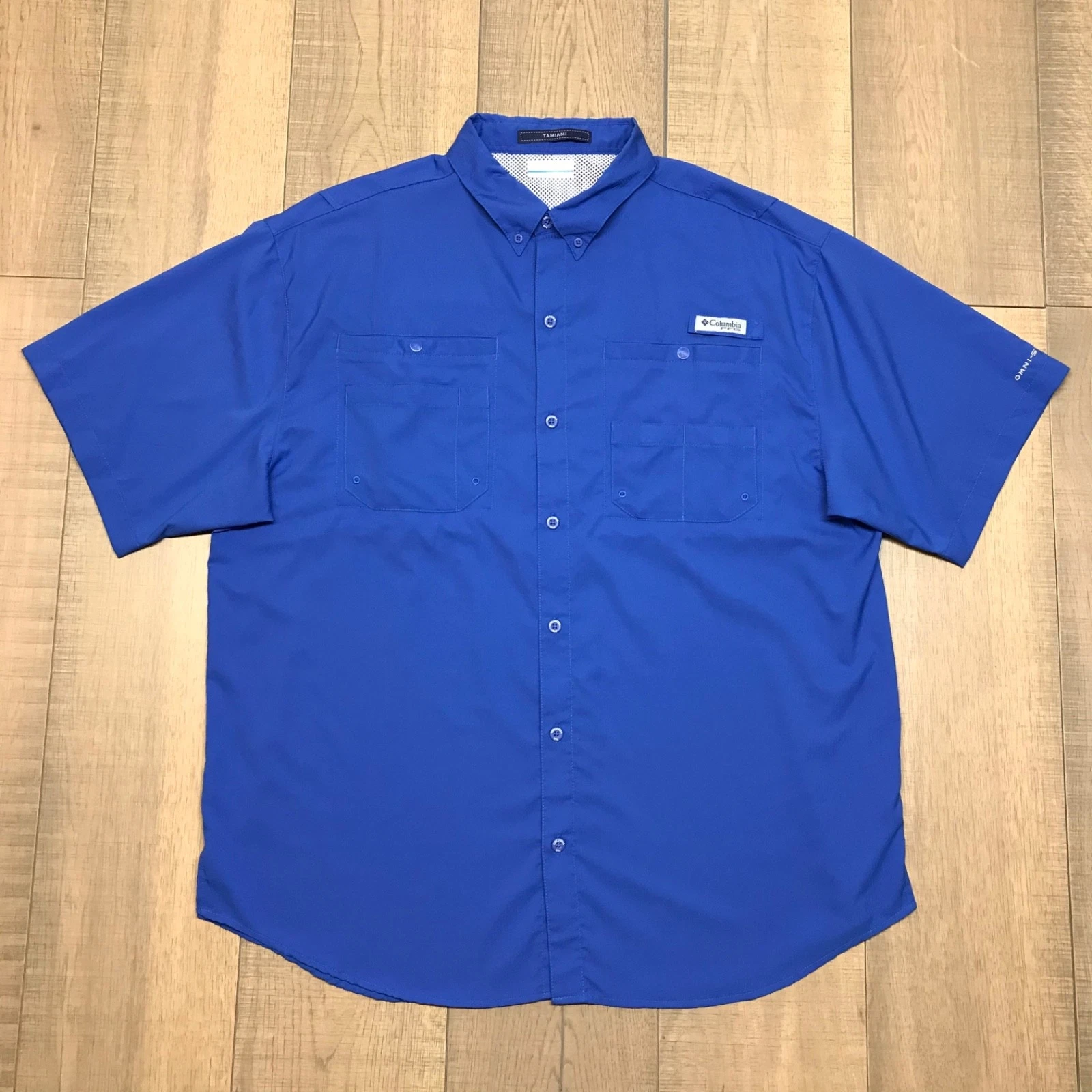 Columbia PFG Shirt Mens XL Blue Tamiami Vented Performance Button Up Fishing