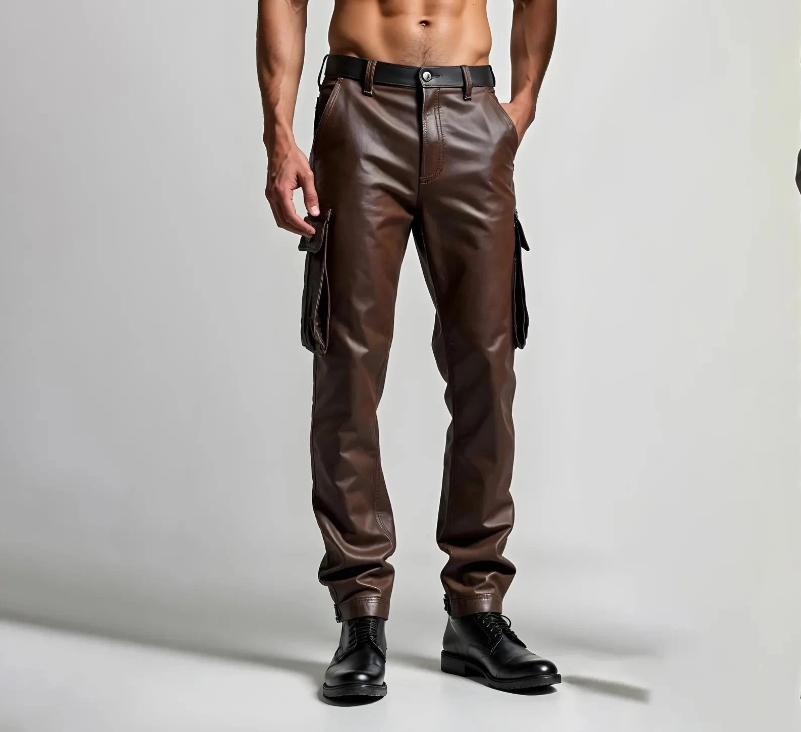 Handmade Brown Leather Biker Pants for Men | Vintage Motorcycle Riding Pant