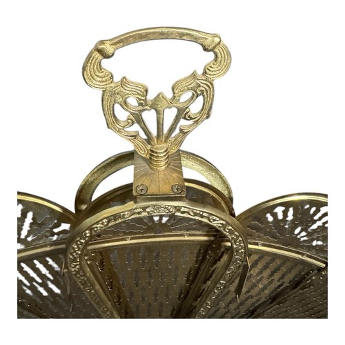 Paravento camino pieghevole vintage ottone pavone gargoyle griffin art deco ornato - Foto 6 di 9