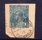 Tasmania nice LINDISFARNE 1915 pmk on KGV 1d blue postal stationery clipping