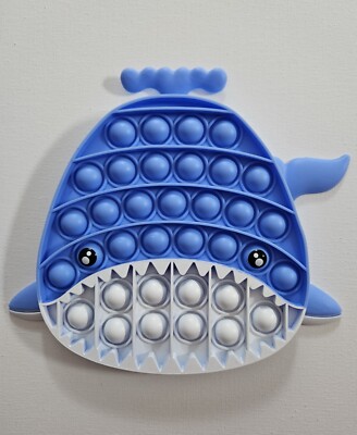 Fidget Toy Sensory Blue Shark Whale Stress Relief Bubble Pop Game Push And Pop
