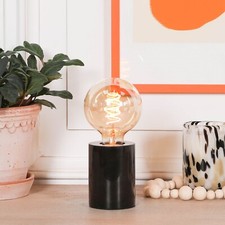 Single Natural Black Marble Stone Bulbholder Table Lamp Base