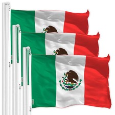 G128 3 Pack: Mexico Mexican Flag 4x6 Ft LiteWeave Pro Printed 150D Polyester