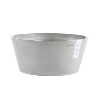 Ecopots Frankfurt Round Recycled-Based Composite Flower Planter, White Grey, 12''