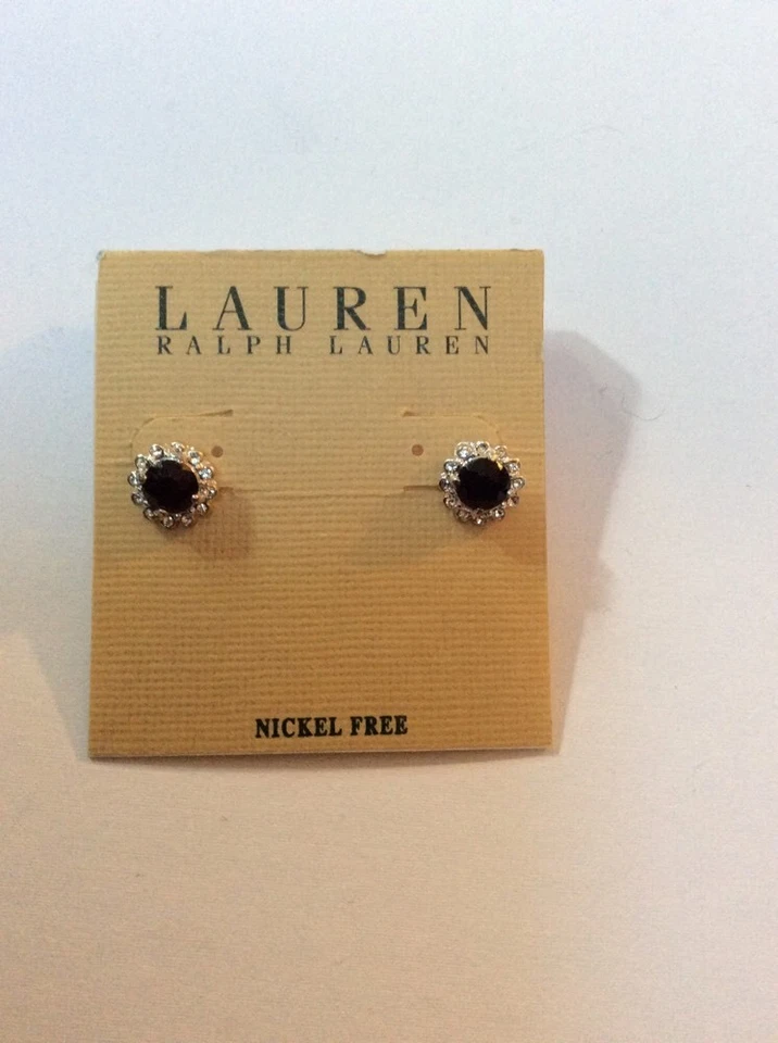 Piedras redondas azules de metal sin níquel Ralph Lauren con cristales $30 #140a Foto 2 de 2