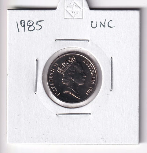 AUSTRALIAN: 1985  5 CENT UNC COIN IN 2X2 HOLDER --