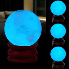 35MM Blue Luminous Quartz Crystal Sphere Ball Glow In The Dark Stone Decor