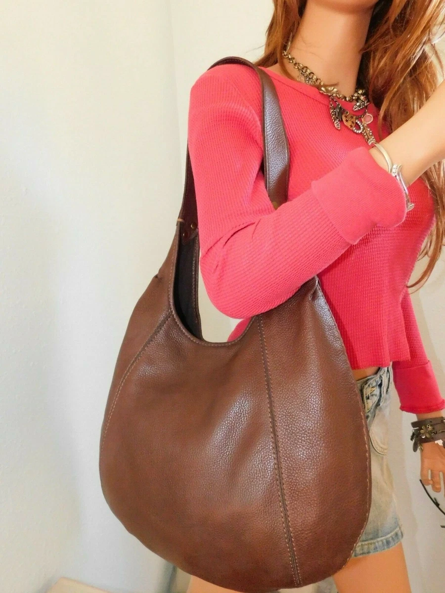 Small Red Leather Hobo Bag - Slouchy Shoulder Purse