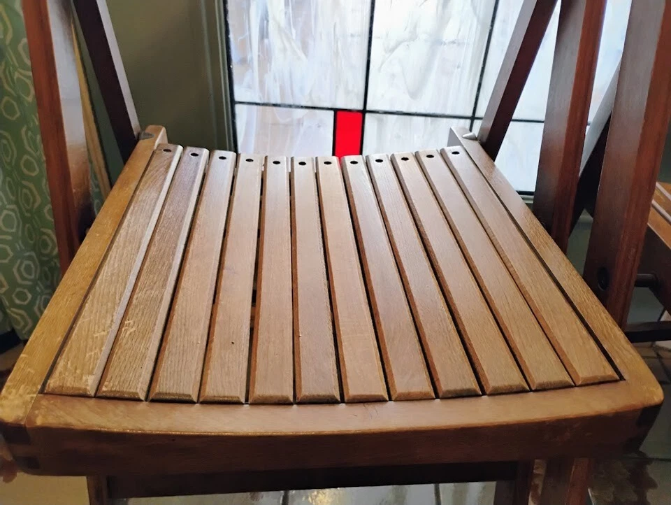 2 MCM ВИНТАЖНЫЙ деревянный складные стулья планки - Изображение 3 из 4