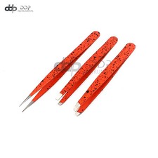 3 Slant  Pointed Tweezers Set Eyebrow Ingrown Facial  Nose Hair Orange  BLK 