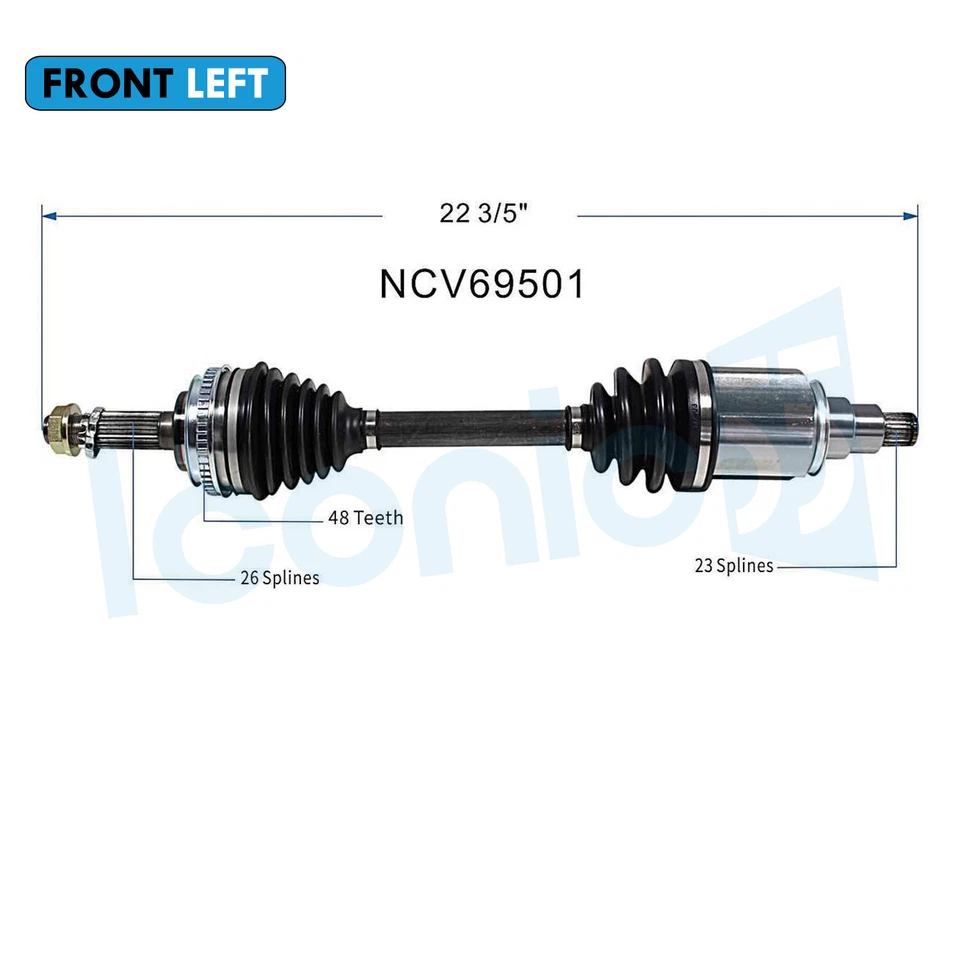 Front Left CV Axle Assembly for 1996-2000 Toyota RAV4 1988-1992 Toyota Corolla - Изображение 2 из 4