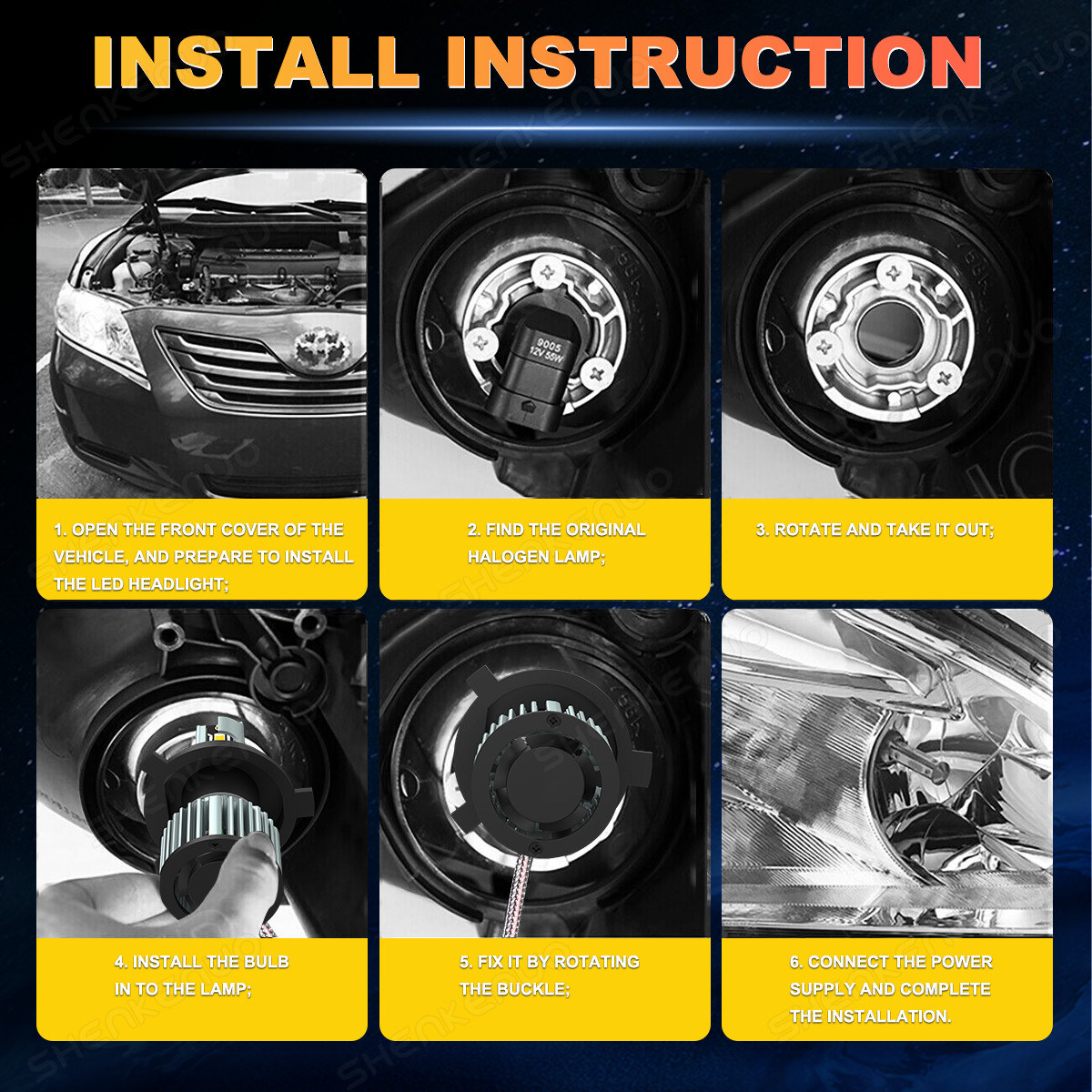 4pcs 5 3/4"5.75 6000k white LED Headlights HI/LO Beam for Pontiac GTO Grand Prix