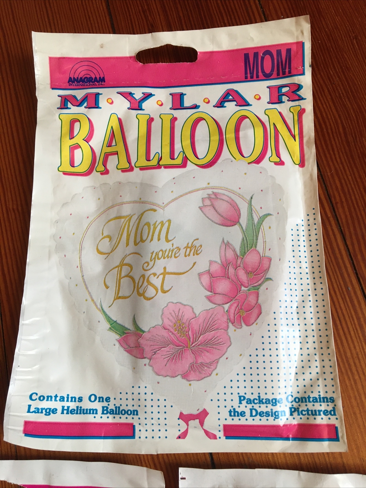 3 Vtg Anagram Happy Mother’s Day Bear  Metallic Balloon NEW Mylar Simon Elvin A8