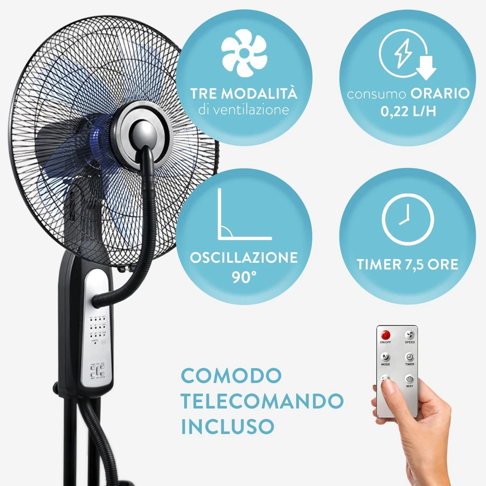 VENTILATORE ANALOGICO ACQUA WFR DARDARUGA CON NEBULIZZATORE PROFESSIONALE SPRAY - Immagine 3 di 4