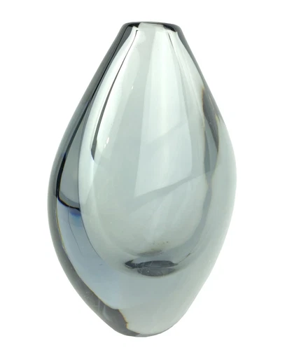 Vtg Murano (?)  Teardrop Art Glass Vase Clear Smoky Gray 6.75"