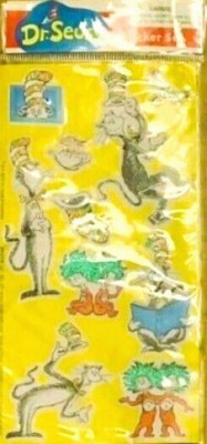 DR. SEUSS Cat in Hat Thing 1 2 Book Good Fun Funny HTF Vandor Glitter stickers