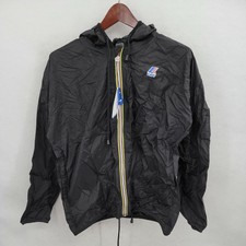 K-way Kway Black Stretch Stripe Jacket Raincoat Waterproof Womens Sz M Nwt