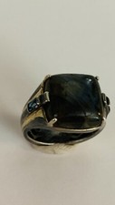 Vintage Gun Metal Blue Labradorite Men’s Ring. Size 9