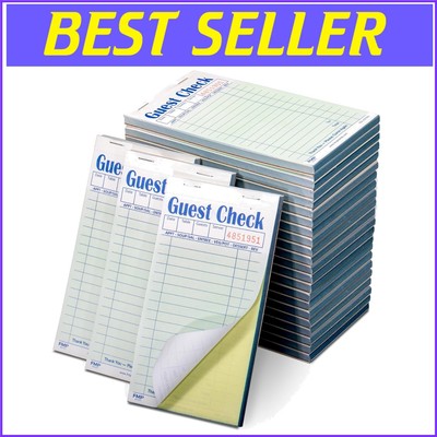 Double Part Carbonless Guest Check Pads - 1000 Sheets for Efficient Order Taking