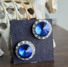 Jumbo Blue Rivoli Crystal Magnet Pins. Saddleseat, Western.  Sash, Dance Magnet