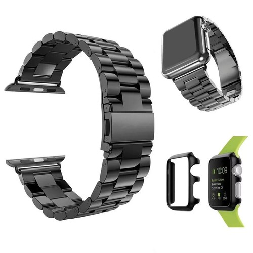 For Apple Watch 1 2 3 38mm 42mm Stainless Steel Metal Band Strap + Metal Case - 第 2/14 張圖片